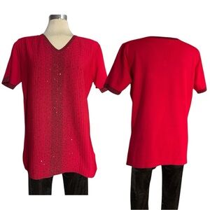 La Madonna Red and Black Beaded Top Size Tall L